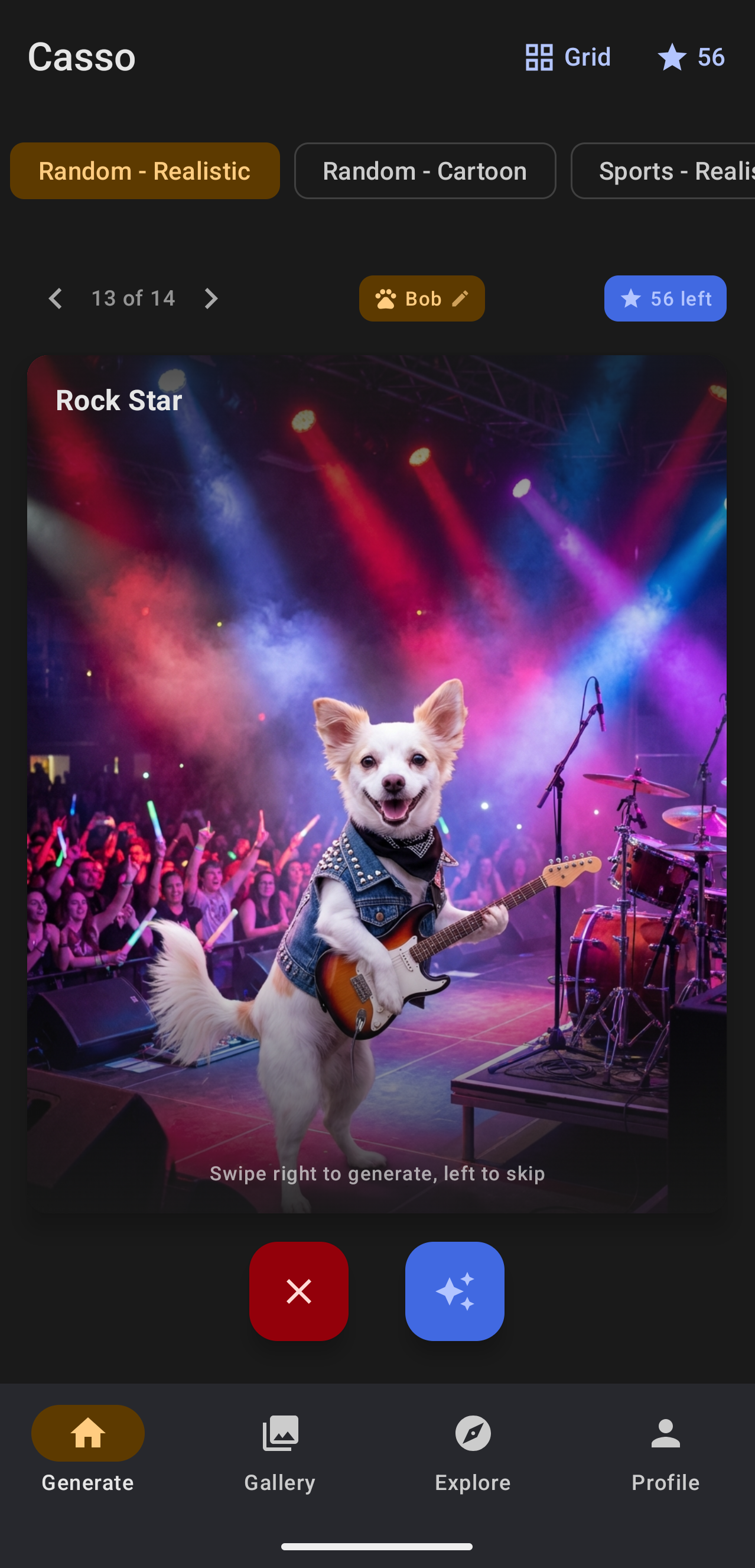 Rock Star prompt with dog